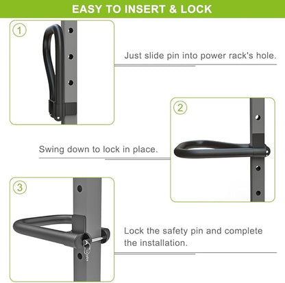 SELEWARE Solid Dip Bar Attachment for 2" x 2" or 3" x 3" with 1", 1/2" or 5/8" Hole Power Cage Squat Rack, Set of 2 Dip Bar Muti-Grip Handles for Strength Training, Double Welding Design