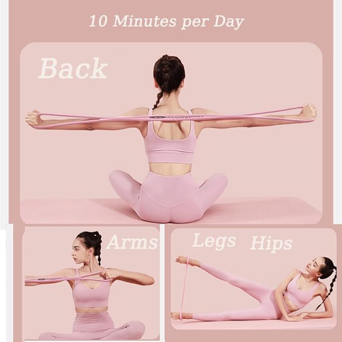 Resistance Bands, Figure 8 Resistance Band for Women Men, Resistance Bands for Arms, Back, Shoulder Stretch with Handles, for Working Out, Yoga, Pilates, Stretching
