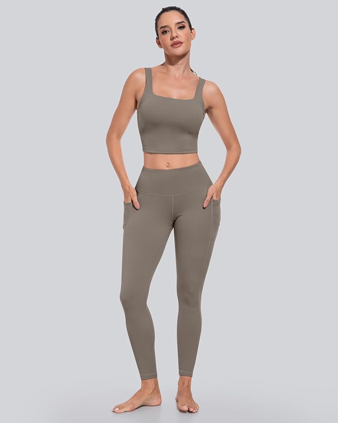 CHRLEISURE Leggings with Pockets for Women, High Waisted Tummy Control Workout Yoga Pants