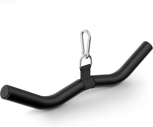 LAT Pulldown Attachments, Black Steel LAT Bar Cable Attachments Handles, Home Gym Cable Machine Accessories, Tricep Rope, Rowing LAT Pull Down Bar, Straight Bar, Double D Handles, Exercise Handles