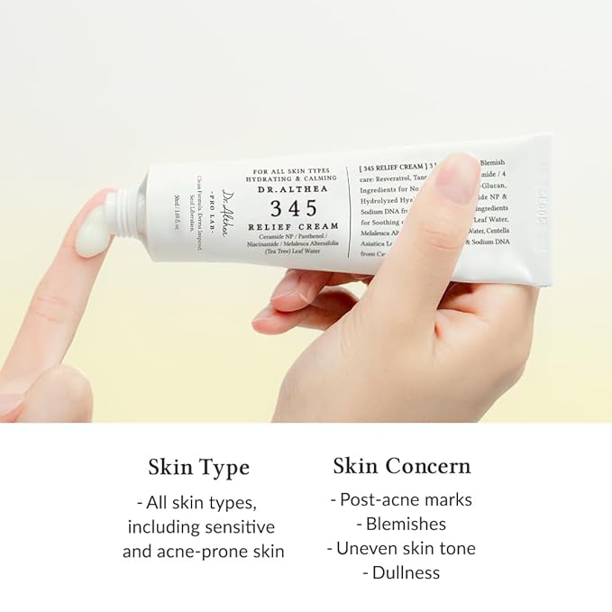 Dr.Althea 345 Relief Cream | Moisturizer for Soothing Recovery and Blemish Care with Tea Tree Leaf Water & Niacinamide | Korean Vegan Skin Care for All Skin Types, 1.69 Fl Oz (Ver.2 - Pack of 1)