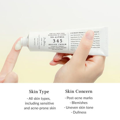 Dr.Althea 345 Relief Cream | Moisturizer for Soothing Recovery and Blemish Care with Tea Tree Leaf Water & Niacinamide | Korean Vegan Skin Care for All Skin Types, 1.69 Fl Oz (Ver.2 - Pack of 1)