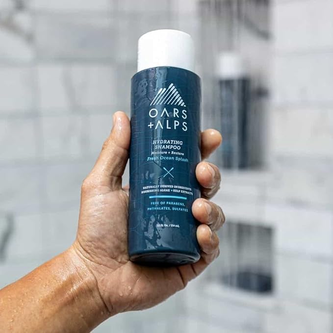 Oars + Alps Men's Sulfate Free Hydrating Shampoo, Infused with Kelp & Algae Extracts, Moisturizing Formula, Fresh Ocean Splash Scent, 1 Pack, 13.5 Fl Oz