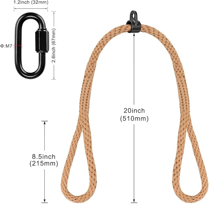 Kipika Tricep Rope 40 Inch - Heavy-Duty Nylon Gym Pull Down Rope for Cable Machine - Cable Machine Accessories for Home Gym - Cable Machine Attachments Pulley System