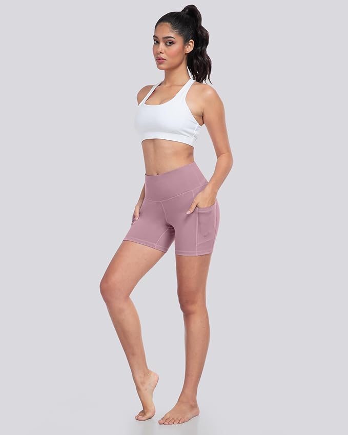 LZYVOO Biker Spandex Shorts Women, High Waisted Tummy Control Workout Yoga Shorts with Pockets