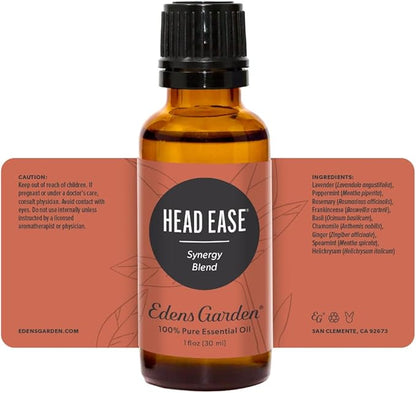 Edens Garden Head Ease Essential Oil Blend- 100% Pure Premium Grade, Undiluted, Natural, Therapeutic, Aromatherapy, The Best for Skin, Face, Humidifiers 30 ml (1 fl oz)