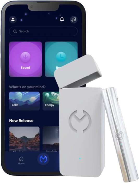 Moksha O₁ | Gamified Breathwork Tool | Smart Meditation Device | iOS Only | Mindfulness Tool for Immediate Calm and Instant Anxiety Relief | Sleep Aid Device (Moon)