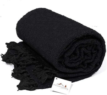 Open Road Goods Solid Color Mexican Yoga Blanket – Large Handwoven Throw for Yoga, Beach, Camping or Home – Soft and Durable Cotton Blend