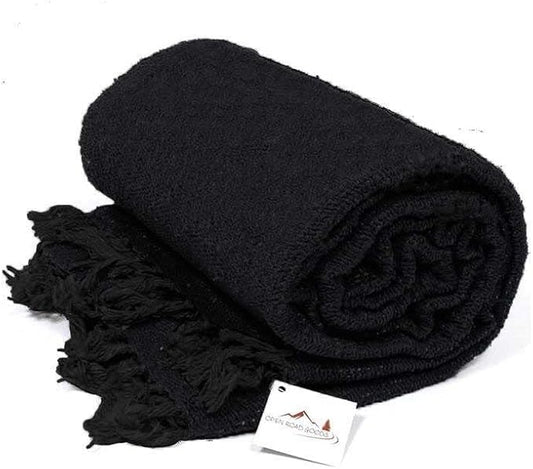 Open Road Goods Solid Color Mexican Yoga Blanket – Large Handwoven Throw for Yoga, Beach, Camping or Home – Soft and Durable Cotton Blend