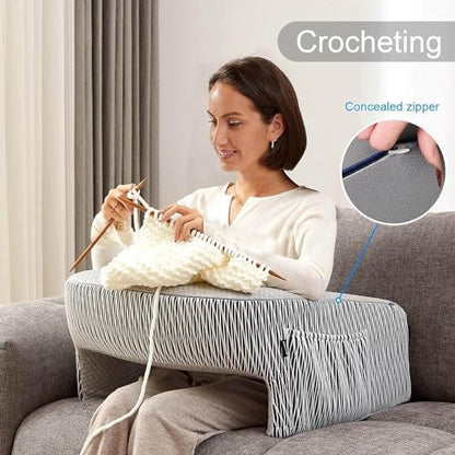 Reading Pillow for Lap, Extra Large Arm Rest Pillow for Adult, Memory Foam Lap Desk Pillow for Reading, Working, Crocheting, Playing Steam Deck Switch or Sitting in Bed Couch(Ash Grey)