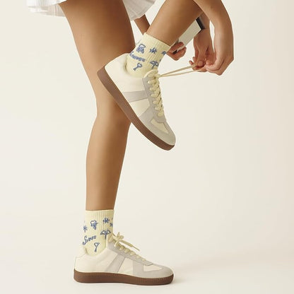 Crew Half Calf Grip Socks, Cutest Fruits Pilates Socks, Ruffle socks, Non-Slip, Barre Yoga Fitness