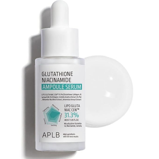 APLB Glutathione Niacinamide Ampoule Serum | LIPO GLUTA NIAC CEN™ 31.3% 1.35 FL.OZ/Korean Skincare, Long lasting moisturizing, Improve skin elasticity, Revitalize for gentle and improve skin texture
