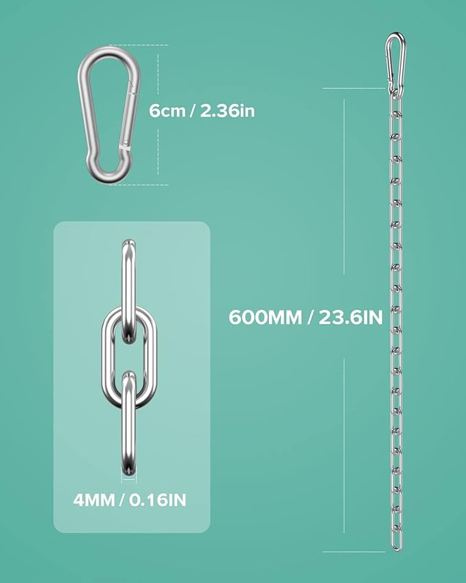 Fitness Chain, Weight Lifting Chains, Cable Machine Extension Chain, 304 Stainless Steel LAT Pull Cable Extension Weight Machine Chain, Curl Bar Chain for Home Gym