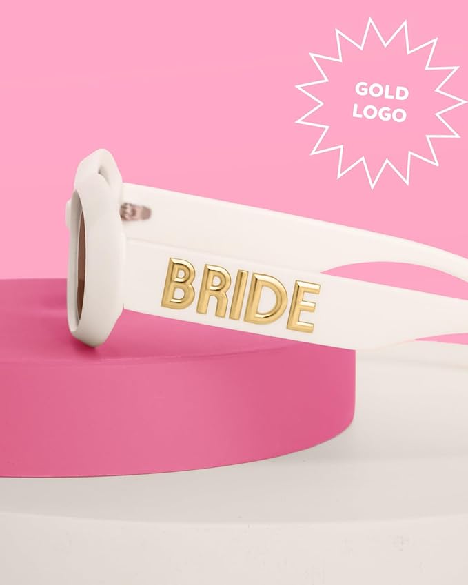 xo, Fetti White + Gold Bride Sunglasses | Bachelorette Party Sunnies, Engagement Decorations, Bridal Shower Accessory, Bach Supplies, Bridesmaid Favors, Bride To Be Gift