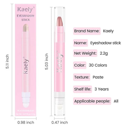 evpct 1Pcs Rose Gold Shimmer Cream Eye Shadow Brightener Sticks for Eyes Waterproof Pigmented, Double Ended Cream Eyeshadow Stick Pencil Pen with Applicator, Eye Shadow Palette Highlighter Makeup 37