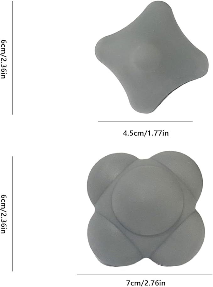 Reaction Training Ball & Six-Point Spike Massage Ball Set,2 Different Massage Balls for Hand and Foot Relaxation,Deep Muscle Relief,Ideal for Athletes & Everyday Use(Grey/Grey 2 Pieces)