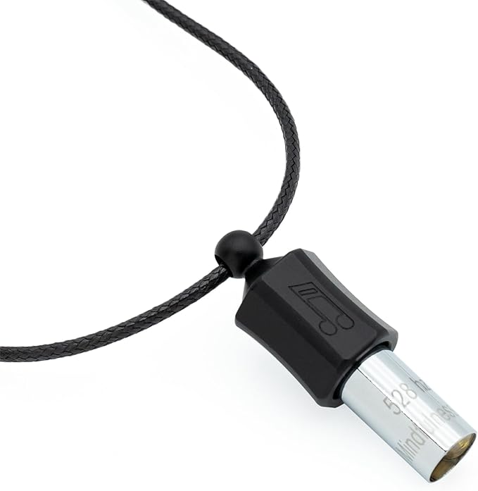 528Hz Breathing Meditation Necklace - Anxiety Relief Whistle, Stress Reduction & Mindfulness Tool for Focus, Calm Breathing - Black Bass Clef Whistle