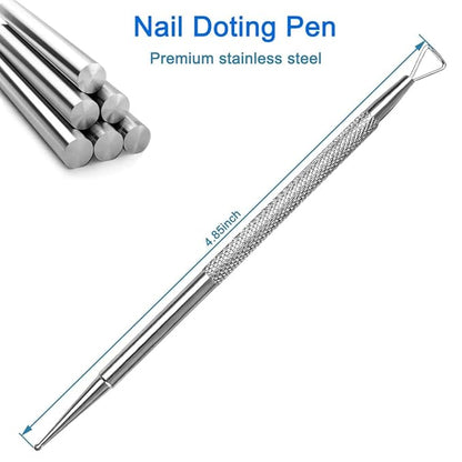 Manicure Kit for Women, 2-Piece Stainless Steel Nail Tools with Double-Ended Cuticle Pusher & Cuter, Gel Polish Remove Tool & Nail Dotter Pen for Nail Art, Home and Salon