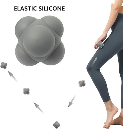 Reaction Training Ball & Six-Point Spike Massage Ball Set,2 Different Massage Balls for Hand and Foot Relaxation,Deep Muscle Relief,Ideal for Athletes & Everyday Use(Grey/Grey 2 Pieces)