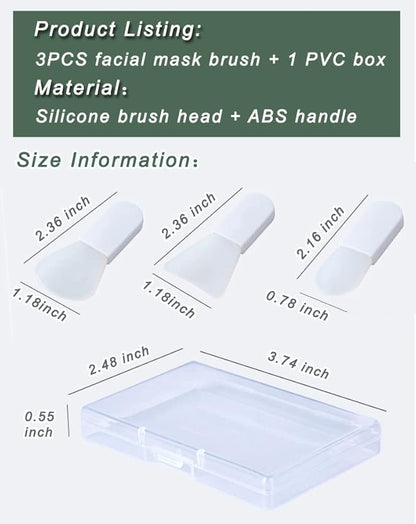Face Mask Applicator Brushes, Mini Makeup Spatula Portable Beauty Tools Set for Facial Mud, Cosmetic Mask, Facial Clay, Eye Mask, Body Lotion, Body Butter, Serum, Cream. 3PCS Soft Silicone Brush Suit