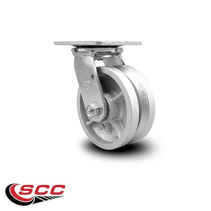 V Groove Semi Steel Cast Iron Swivel Top Plate Heavy Duty Caster with 5 Inch Wheel – 1,100 lbs. Capacity/Caster - Service Caster Brand