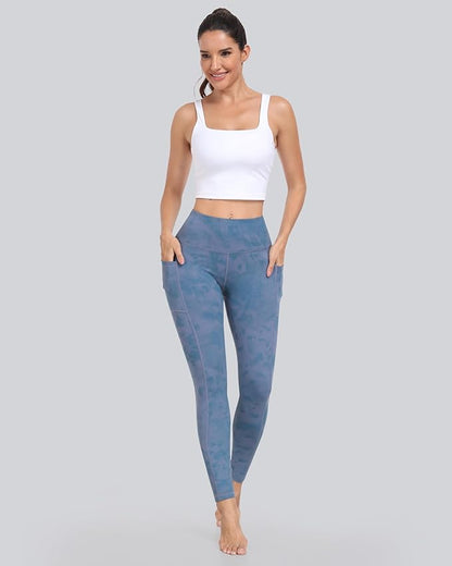 CHRLEISURE Leggings with Pockets for Women, High Waisted Tummy Control Workout Yoga Pants