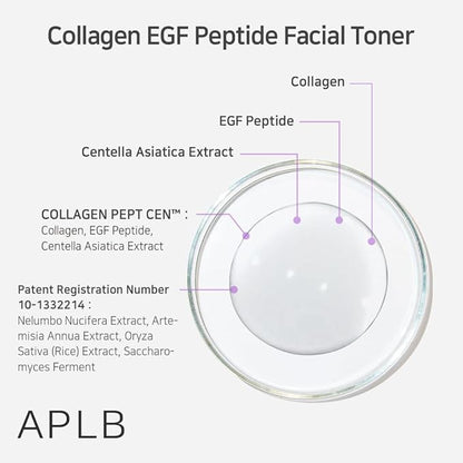 APLB Collagen EGF Peptide Facial Toner | Collagen PEPT CEN™ 19.8% 5.41 FL.OZ/Korean Skincare, Elasticity Care, Replenishing Moisture, Revitalize for Gentle and Improve Skin Texture