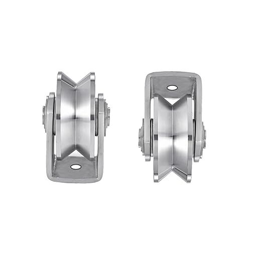 2pcs V Groove Wheel Stainless Steel Heavy Duty Wire Rope Pulley Block Sliding Gate Rollers Double Bearing Plate Caster Solid Track Rollers Wheels Fence Gate Wheel