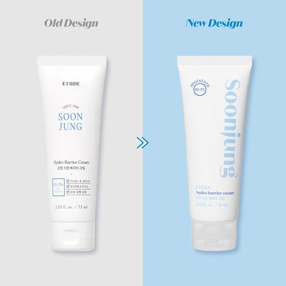 ETUDE Soonjung Hydro Barrier Cream Tube Type, Face Moisturizer for Sensitive Skin, Moisturizing and Soothing Cream, 92.2% Hydrating Ingredients, Low pH Level 5.5, Korean Skin Care, Beauty (2.53 Fl Oz)
