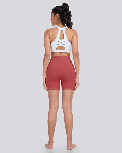 LZYVOO Biker Spandex Shorts Women, High Waisted Tummy Control Workout Yoga Shorts with Pockets
