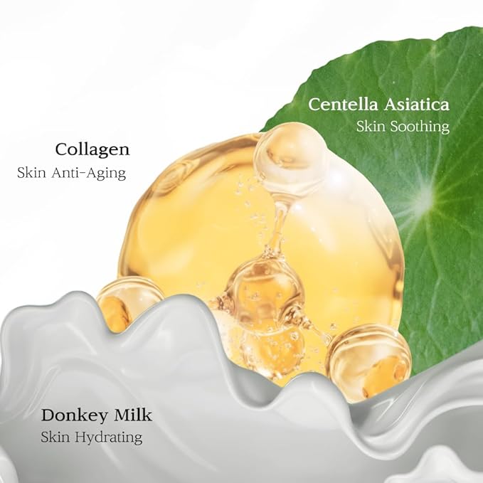 Nuborn Cell Donkey Milk Collagen Cream | Instant glow with 10% Donkey Milk | Type 1 Collagen for Visibly Smooth and Dewy Skin | All Skin Types 65ml