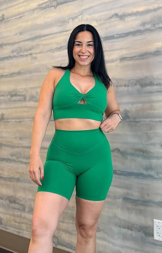 Aoxjox Women's Workout Sports Bras Twist Front Fitness Training Gym Bra Yoga Crop Lola Tank