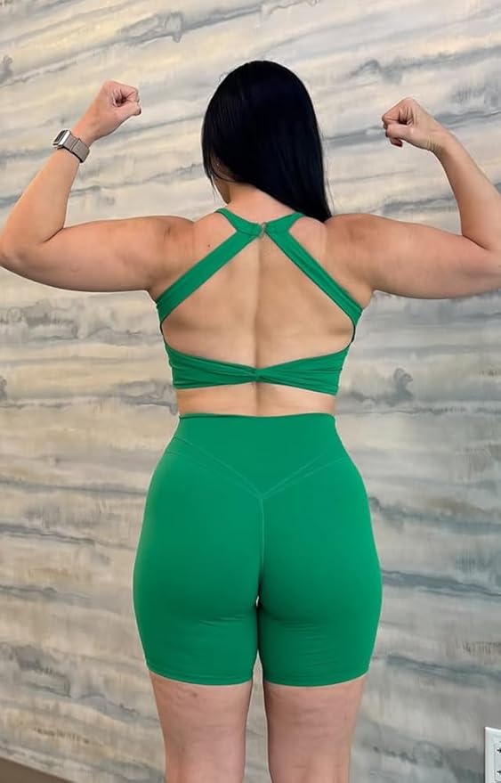 Aoxjox Women's Workout Sports Bras Twist Front Fitness Training Gym Bra Yoga Crop Lola Tank