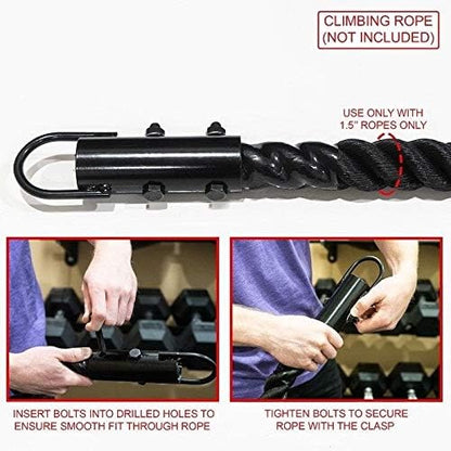 1.5” Climbing Rope Clamp，4PCS Rope Climb Clasp Workout Rig Attachment Hook for Rope Climbing Garage Gym Fitness Equipment Strength Training Home Indoor Safety