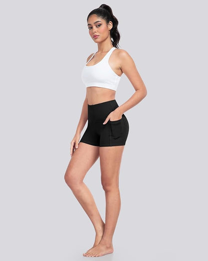 LZYVOO Biker Spandex Shorts Women, High Waisted Tummy Control Workout Yoga Shorts with Pockets