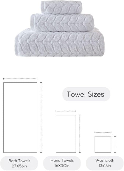 BAGNO MILANO Turkish Bath Towels, Soft Plush Jacquard Luxury Bath Towels, Quick Dry Towel Set (Lavender, 3 pcs Towel Set)