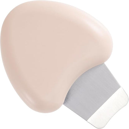 Manual Face Spatula, Metal Facial Scraper with Silicone Lid for Men & Women, Reusable Face Scrubber for Dry Oily Skin- Beige