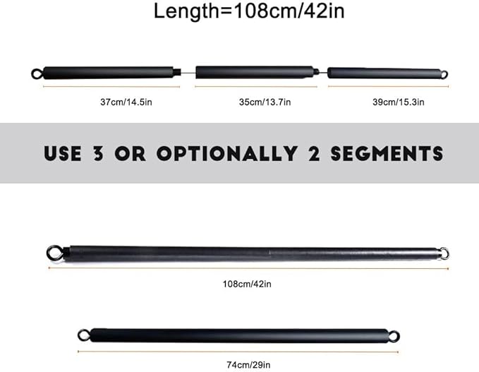 Resistance Band Bar Set, 3 Section for Working Out, Portable Home Gym Exercise Equipment for Men and Women with Handles Foot and Fix Straps