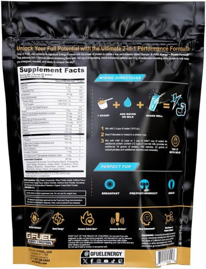 G Fuel Protein + Energy Drink Powder, Pre Workout Caffeine Mix for Gaming, Sugar Free Focus Amino, Vitamin + Antioxidants, 19oz (French Vanilla Latte, 20 Servings)