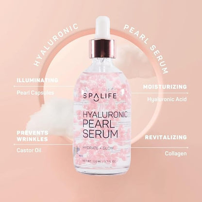 Spa Life Face Serum: 24K Gold Collagen, Hydrating Hyaluronic Acid Serum 100 ml (3.7 oz) - For Supple Skin, Radiance Boosting, Firming & Hydrating (2 Pack)