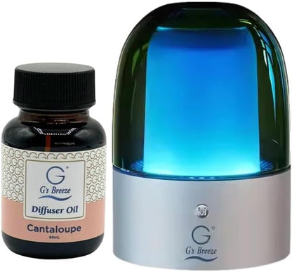 G's Breeze Smart Aroma Diffuser with 60ml Cantaloupe Scent Refill – Bluetooth & Wi-Fi App Control - LED Lighting & Adjustable Intensity - Long-Lasting Sweet Fruity Fragrance for Home or Office