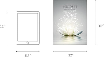 Lotus Flower Wall Art Canvas Mindset Motivational Quotes Poster for Zen Office Wall Decor Spiritual Meditation Prints Artwork Framed (12 x 16inches)