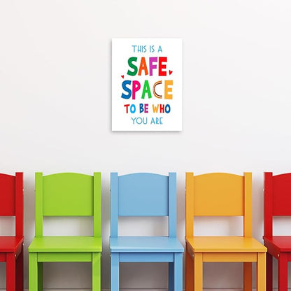 YEOION Mental Health Wall Decor,This is a Safe Space Wall Art Canvas Frame Print for Mental Health Therapy Office School Counselor Calming Corner Wall Decor
