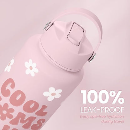 SANDJEST Mom Water Bottle, Cool Moms Club Bottles 32oz Stainless Steel Insulated with Lid, Mom Gifts from Daughter Son, Gifts for Mother's Day Christmas Birthday