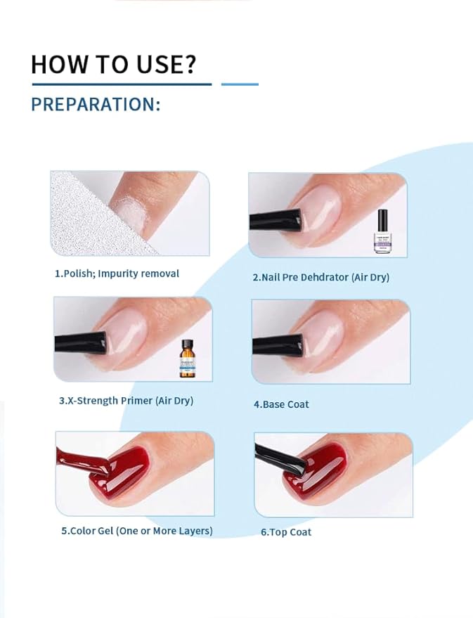 Professional Nail Prep Dehydrator and X-Strength Set for Nails, Non-acid and No Burn Fast Air Dry, For Natural Nail & UV Gels Acrylic Powder Application.