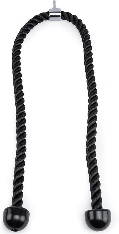 Double Length Tricep Rope for Cable Machines - 55 Inch Heavy Duty Pulldown Attachment, 4ft 7in Gym Strength Training Accessory & Home Workout Equipment