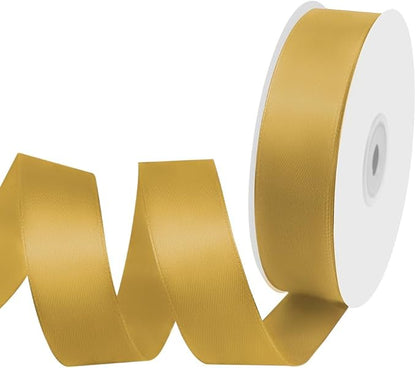 1" Width x 50 Yards Satin Fabric Ribbon, Gold Ribbon Perfect for DIY Bows, Swags, Gift Wrapping, Craft, Flower Bouquet，Christmas and Party Decoration