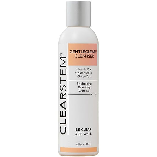 CLEARSTEM - GENTLECLEAN Vitamin C Infused Calming Wash - Facial Cleanser, Makeup Remover - Goldenseal + Green Tea - Facial Skin Care Products - Gluten Free, Cruelty Free - 6 fl oz / 207ml