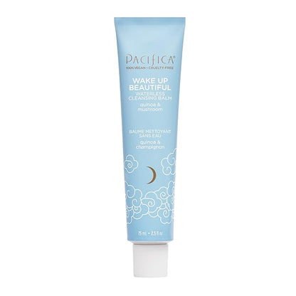 Pacifica Wake Up Beautiful Cleansing Balm & Makeup Remover - 2-in-1 Waterless Face Cleanser for Dry & Sensitive Skin, Hydrating No-Rinse Balm Dissolves Stubborn Makeup, 2.5oz