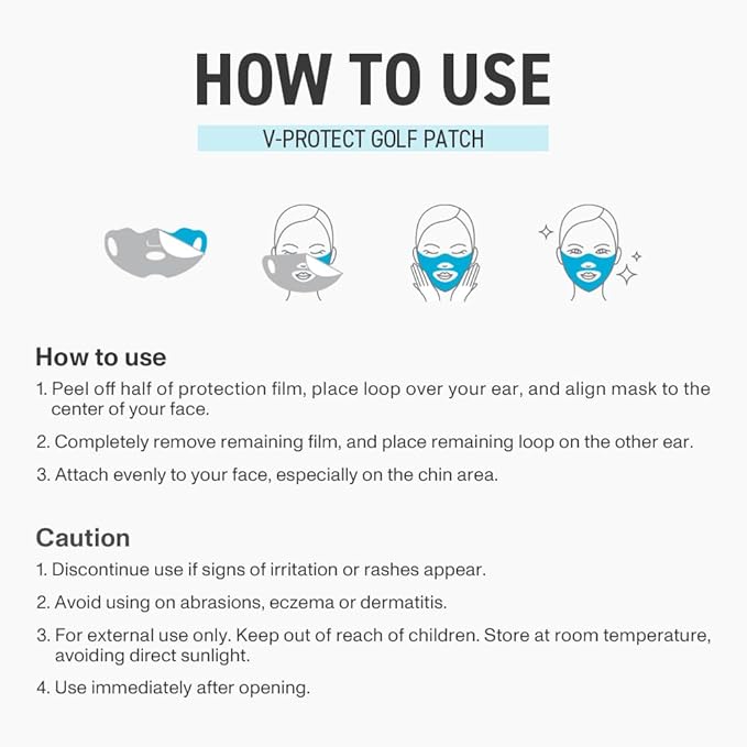 V-Protect Golf Patch – UV Protection, Hydration & Lifting Face Mask for Outdoor Sports | Korean Skincare Patch for Golf, Hiking, Tennis (Yellow, 5 Masks)